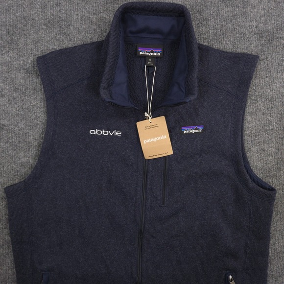 Patagonia Better Sweater Vest Mens M Navy Full Zip Fleece Jacket Company Logo - Picture 2 of 12